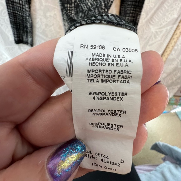 KAREN KANE BLACK GRAY WHITE PRINT LONG SLEEVE DRESS COMFORTABLE BEAUTIFUL EUC M - Picture 10 of 11